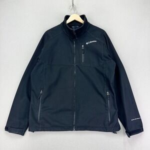 Columbia Jacket Mens L Black Omni Shield Softshell Light weight Full Zip‎